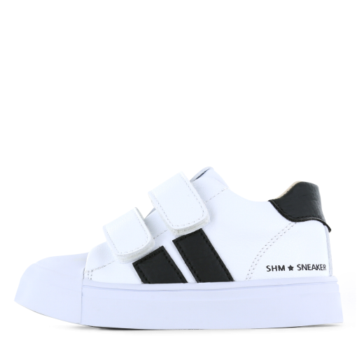 Shoesme witte sneaker met zwarte stripings Uni | Microfiber leer | Maat 28