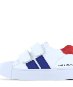 Shoesme witte sneaker met blauwe stripings Jongens | Microfiber leer | Maat 31