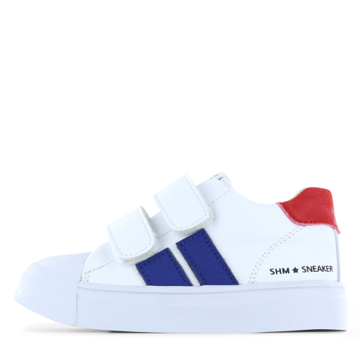 Shoesme witte sneaker met blauwe stripings Jongens | Microfiber leer | Maat 34
