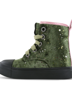 Shoesme groene veterboot met stipjes Meisjes | Microfiber leer/Microfiber velvet | Maat 24