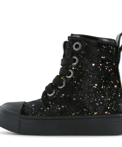 Shoesme zwarte veterboot met stipjes Meisjes | Microfiber leer/Velvet | Maat 24