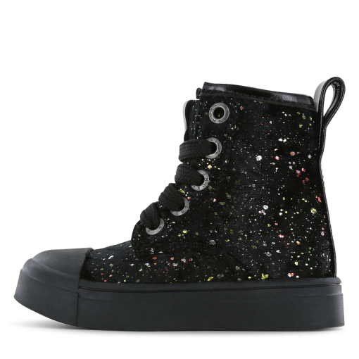 Shoesme zwarte veterboot met stipjes Meisjes | Microfiber leer/Velvet | Maat 24