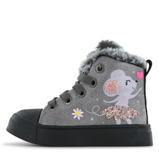 Shoesme zilveren veterboot met ballerina Meisjes | Microfiber nubuck | Maat 35
