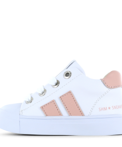 Shoesme witte sneaker met roze stripings Meisjes | Microfiber leer | Maat 31