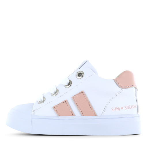 Shoesme witte sneaker met roze stripings Meisjes | Microfiber leer | Maat 28