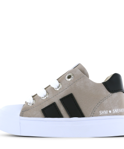 Shoesme taupe sneaker met zwarte stripings Jongens | Microfiber nubuck | Maat 31