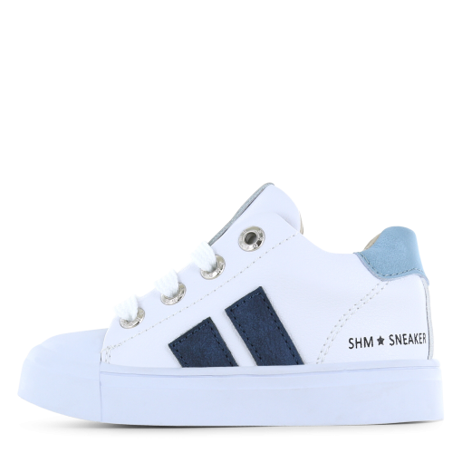 Shoesme witte sneaker met blauwe stripings Jongens | Microfiber leer | Maat 34