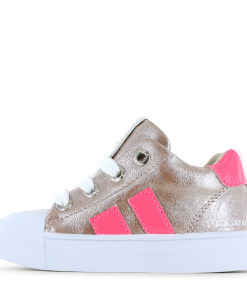 Shoesme ros&eacute; sneaker met roze stripings Meisjes | Metallic/Microfiber leer | Maat 24