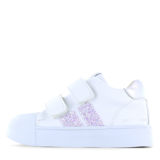 Shoesme witte sneaker met lila stripings Meisjes | Microfiber leer | Maat 28