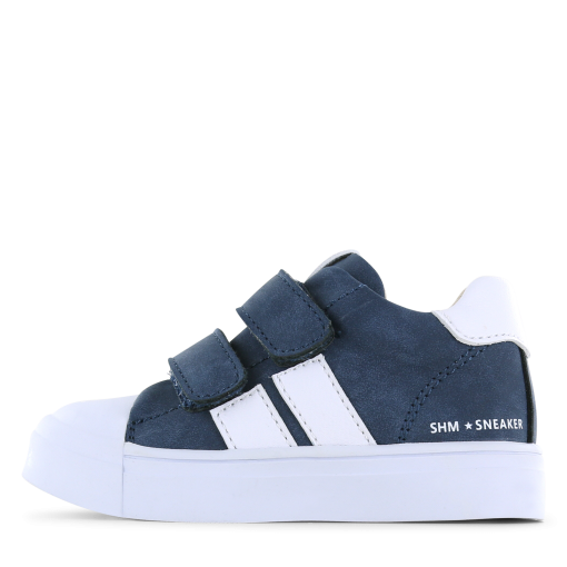 Shoesme donkerblauwe sneaker met witte stripings Jongens | Microfiber nubuck | Maat 23