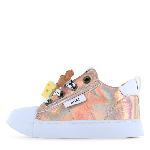 Shoesme metallic roze sneaker Meisjes | Metallic/Microfiber leer | Maat 23