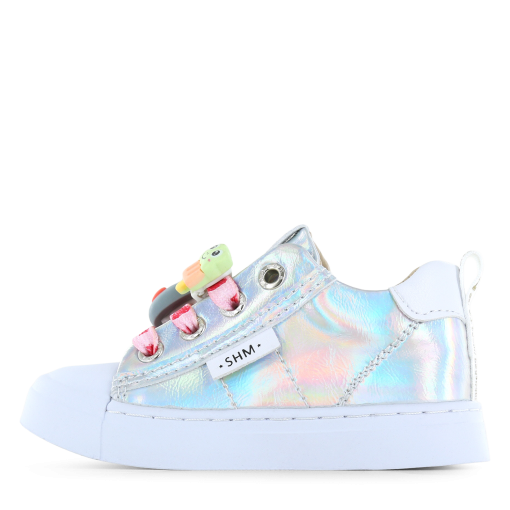 Shoesme metallic zilveren sneaker Meisjes | Metallic/Microfiber leer | Maat 26