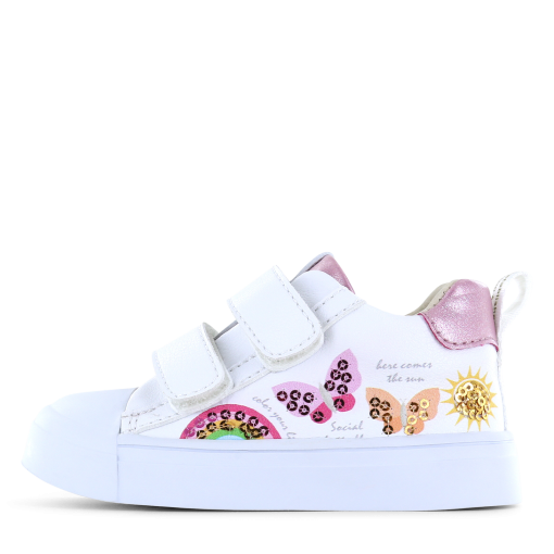 Shoesme witte sneaker met vlinders Meisjes | Metallic/Microfiber leer/Pailletten | Maat 28