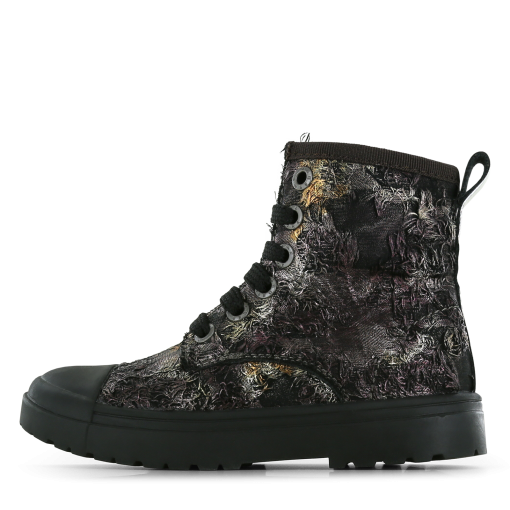 Shoesme metallic-zwarte bikerboot Meisjes | Microleer | Maat 28