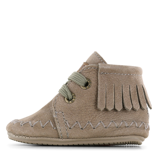 Shoesme taupe BABY-PROOF&reg; schoentje met franjes Meisjes | Leer | Maat 18