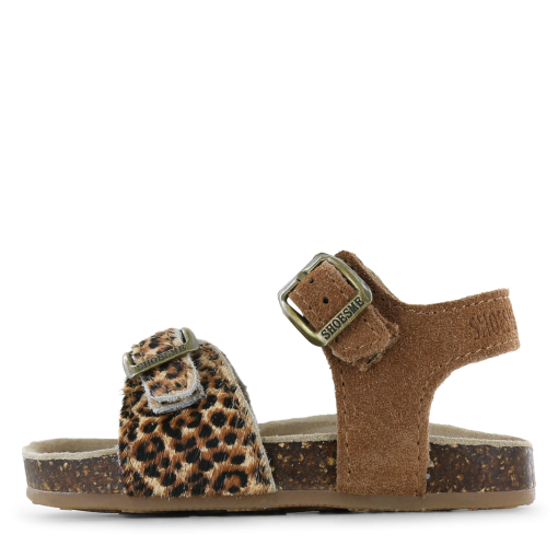 Shoesme cognac sandaal met panterprint Meisjes | Ponyhair/Su&egrave;de | Maat 35