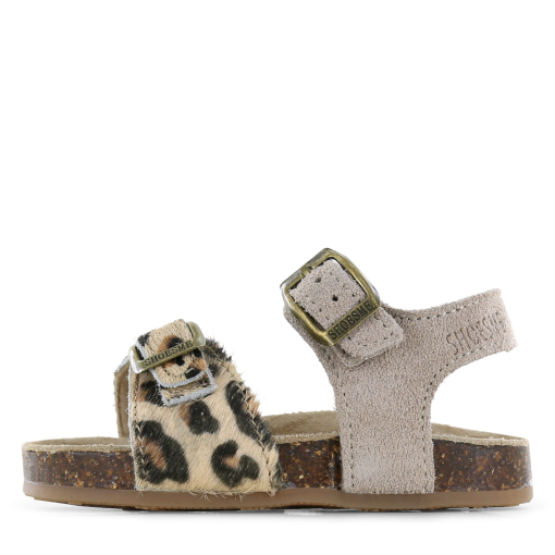 Shoesme taupe sandaal met panterprint Meisjes | Ponyhair/Su&egrave;de | Maat 21