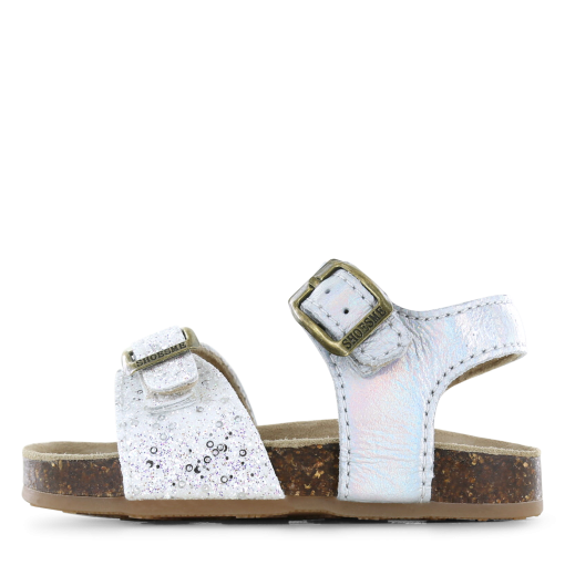 Shoesme metallic zilveren sandaal met glitters Meisjes | Leer/Metallic/Pailletten | Maat 20