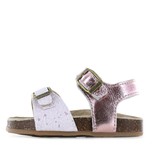 Shoesme metallic roze sandaal met glitters Meisjes | Leer/Metallic/Pailletten | Maat 20