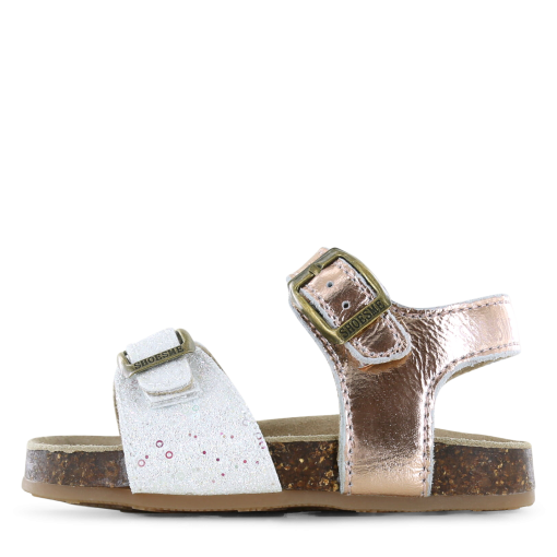 Shoesme metallic ros&eacute; sandaal met glitters Meisjes | Leer/Metallic/Pailletten | Maat 20