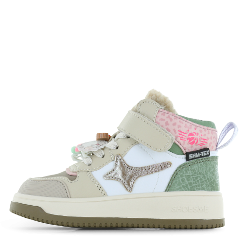 Shoesme Water-Proof taupe sneaker Meisjes | Microfiber leer/Teddy | Maat 31